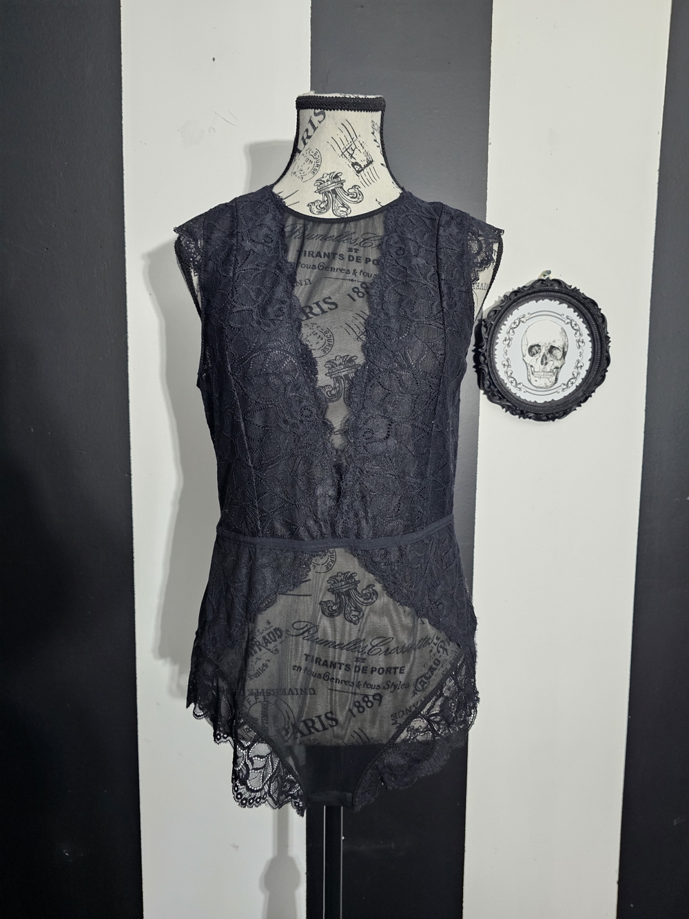 Black Lace V-Neck Bodysuit